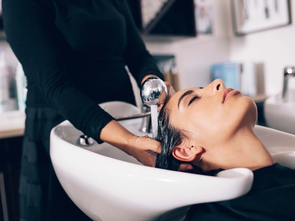 hair being rinsed