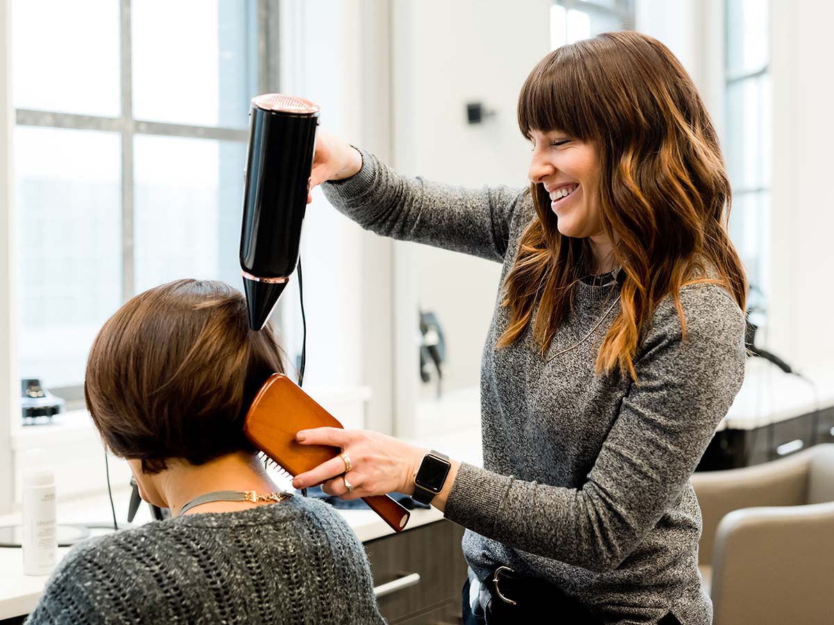 woman getting haircut