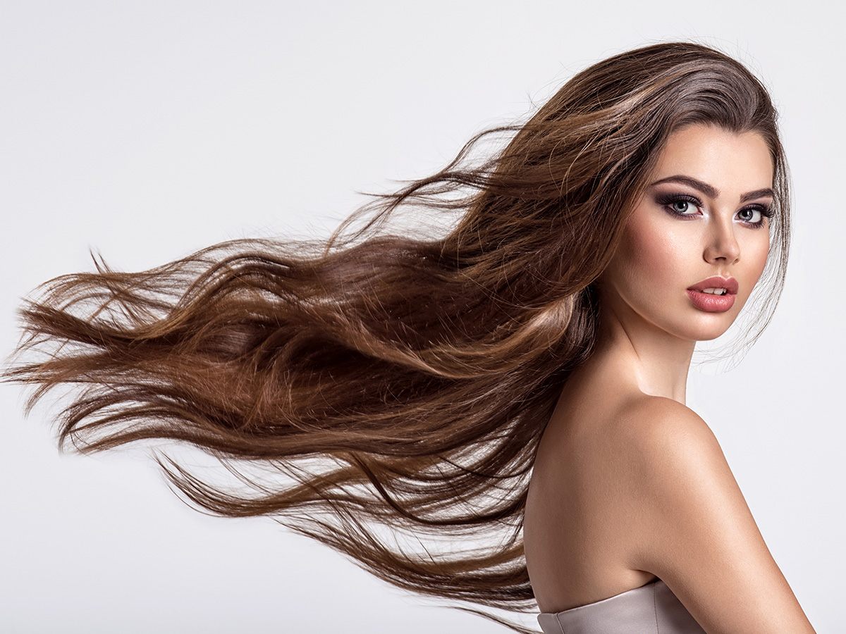 fashion model with long flowy hair