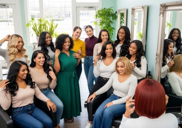 A group of woman in a salon.