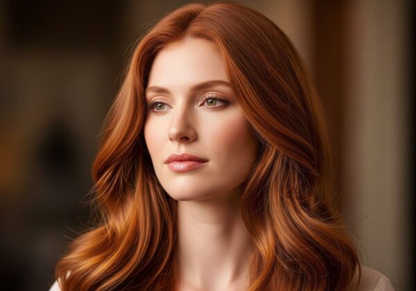 A woman with red hair.